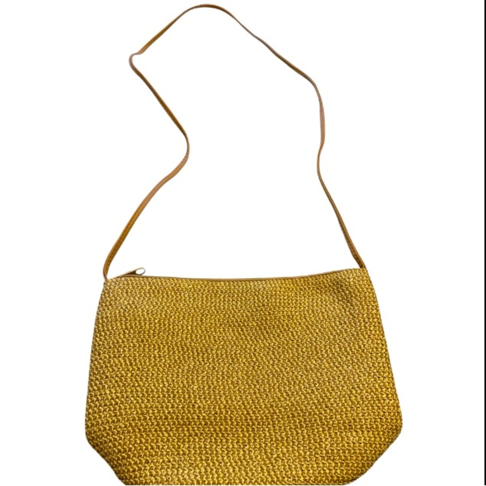 Elegant Yellow Woven Shoulder Bag